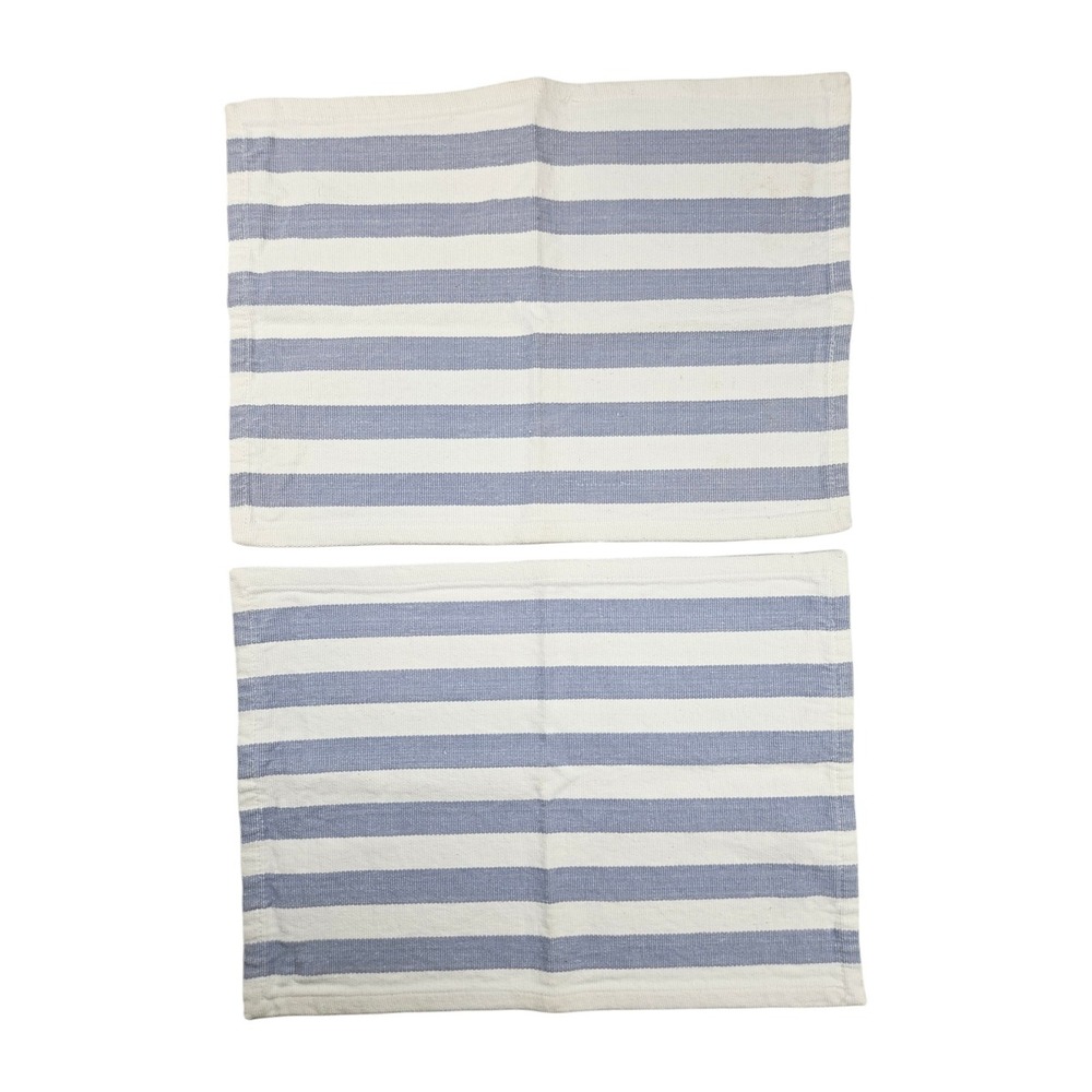 Pier 1 Imports Set of 2 100% Cotton Placemats 13x19 Canvas Striped Made in India